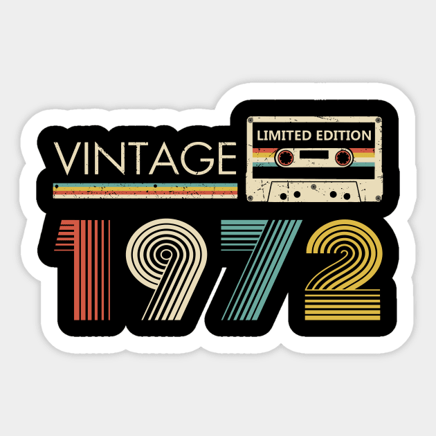 Vintage 1972 Limited Edition Cassette Sticker by louismcfarland